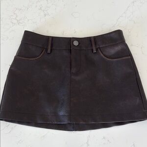 brown garage leather mini skirt